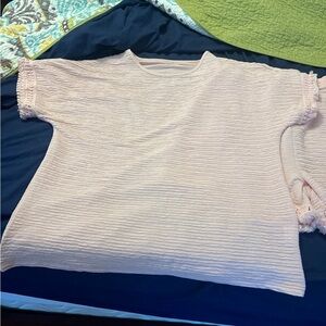 Pink Textured Short Sleeve Top and shorts